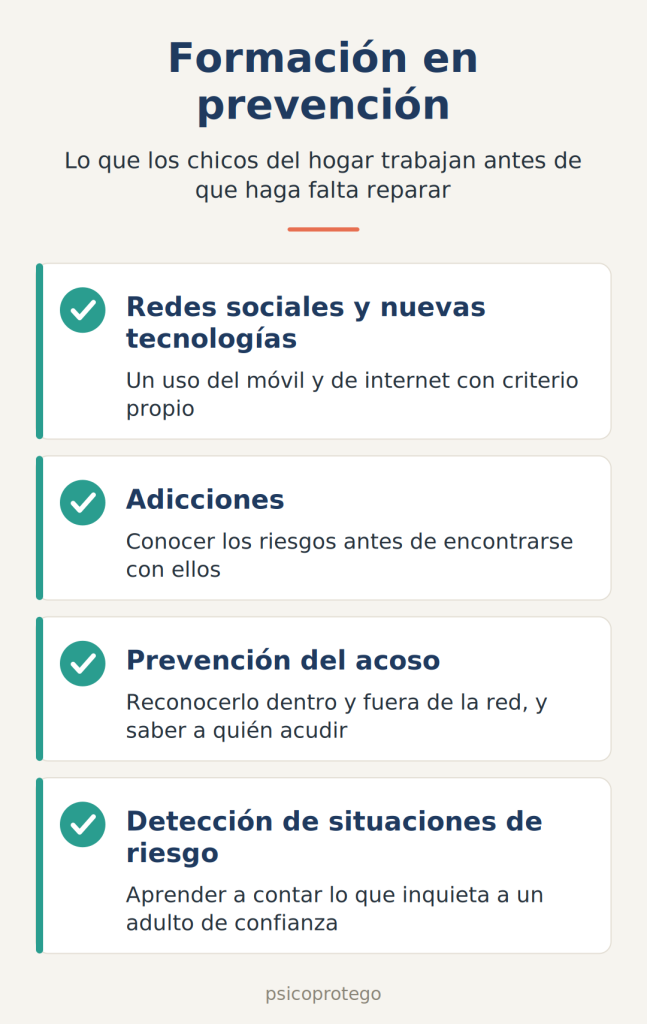 TAlleres de prevención con menores que hace psicólogos protego, centro de psicología en Pozuelo de Alarcón.